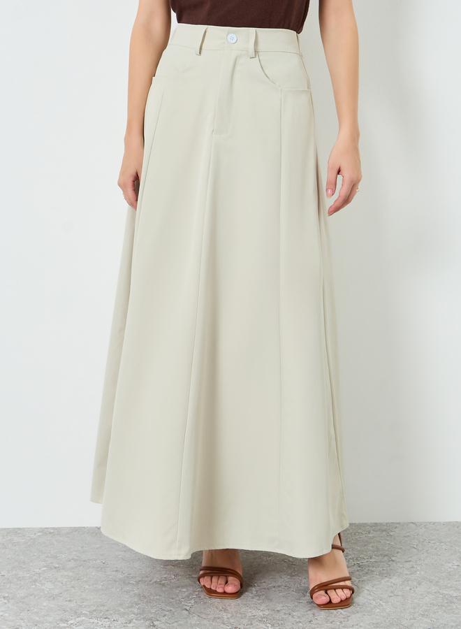 Styli Women Beige A-Line Maxi Skirt - Image 1